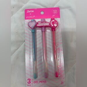 Yoobi Barbie Gel Pens 3pk Light Blue Light Pink Neon Pink Ink Charms